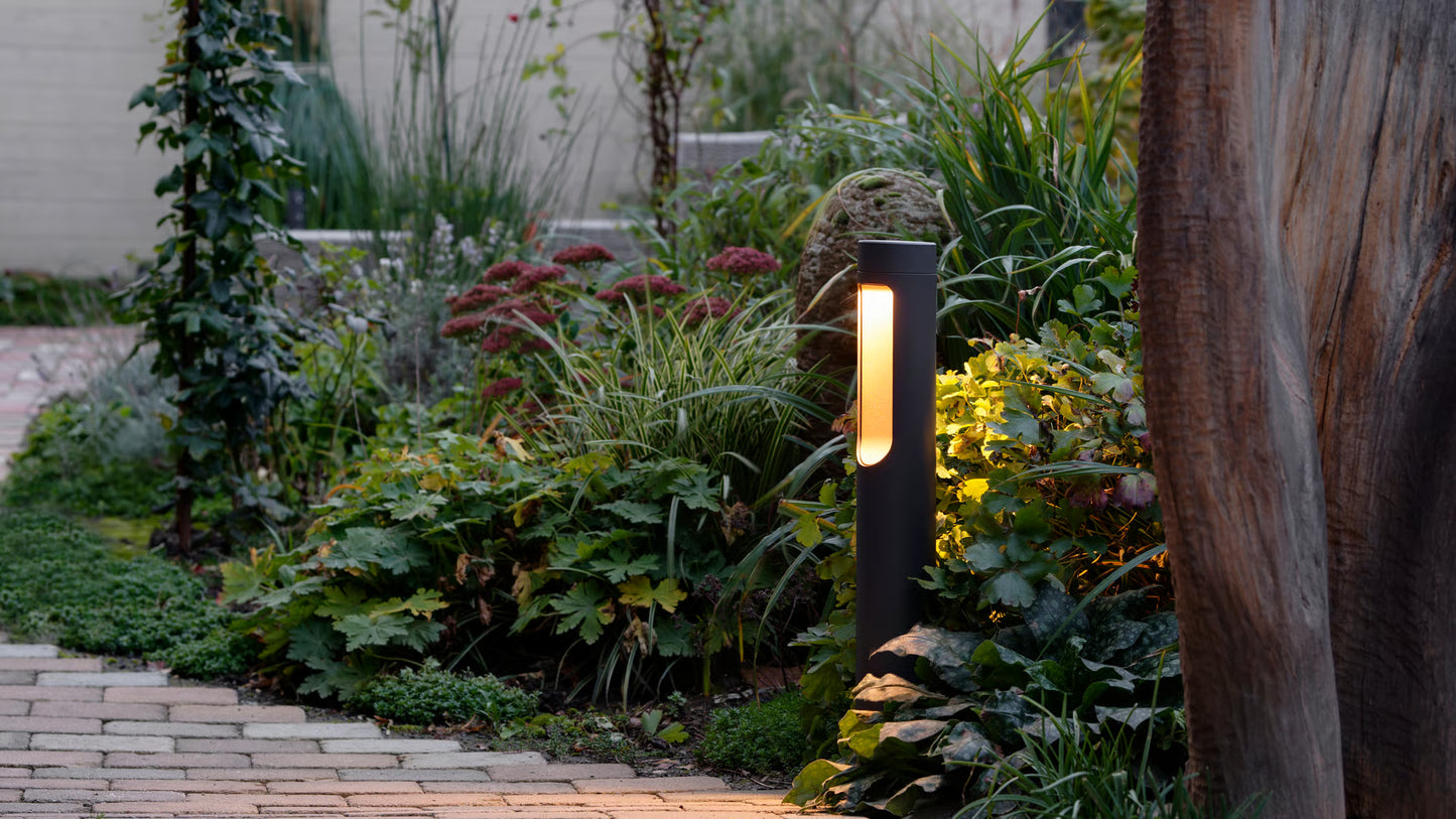 Striking light breakthrough in the bollard tube